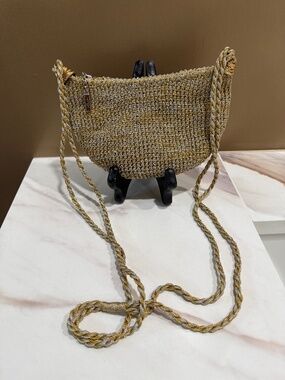 Vintage Rodo crossbody bag, gold and silver metallic woven body